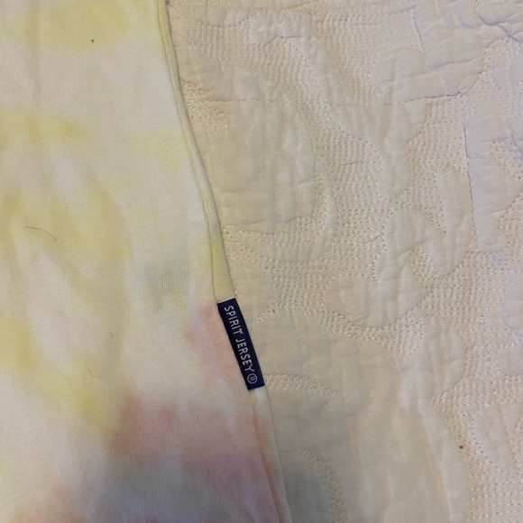 Spirit Jersey Women’s 2X long sleeve TShirt V Neck Tye Dye yellow Pink Blue NWOT - Picture 7 of 11